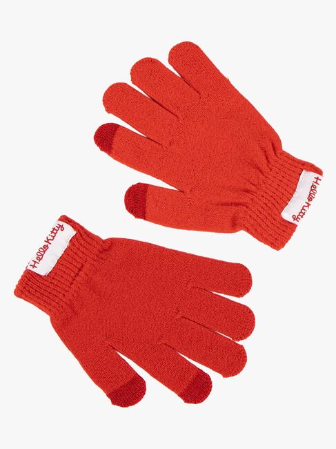 Hello Kitty Mütze und Handschuhe, Weiß/Rot