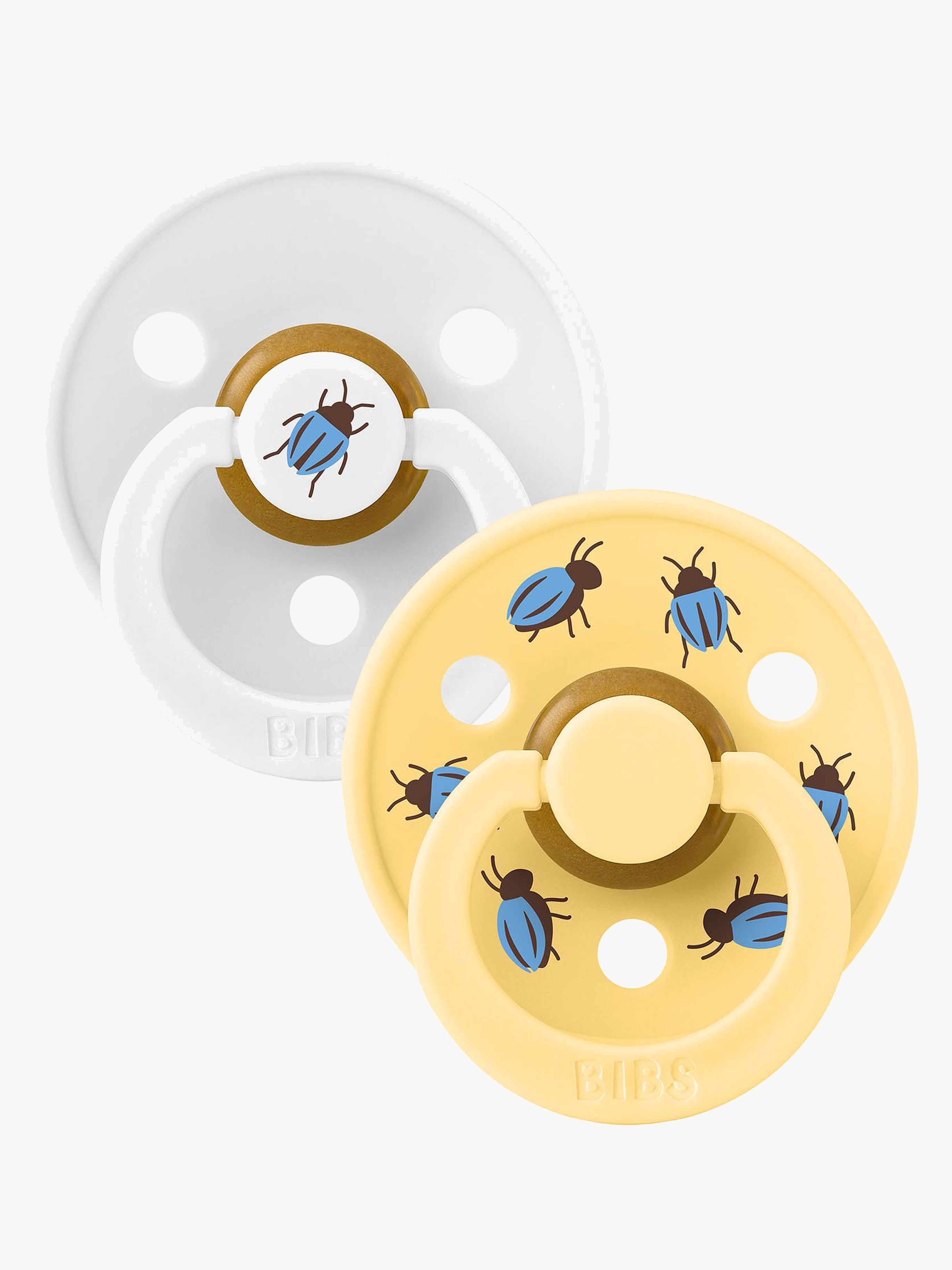 BIBS Studio Colour Schnuller Beetle Mix 2er-Pack Latex Gr. 1 Rund, White/Pale Butter