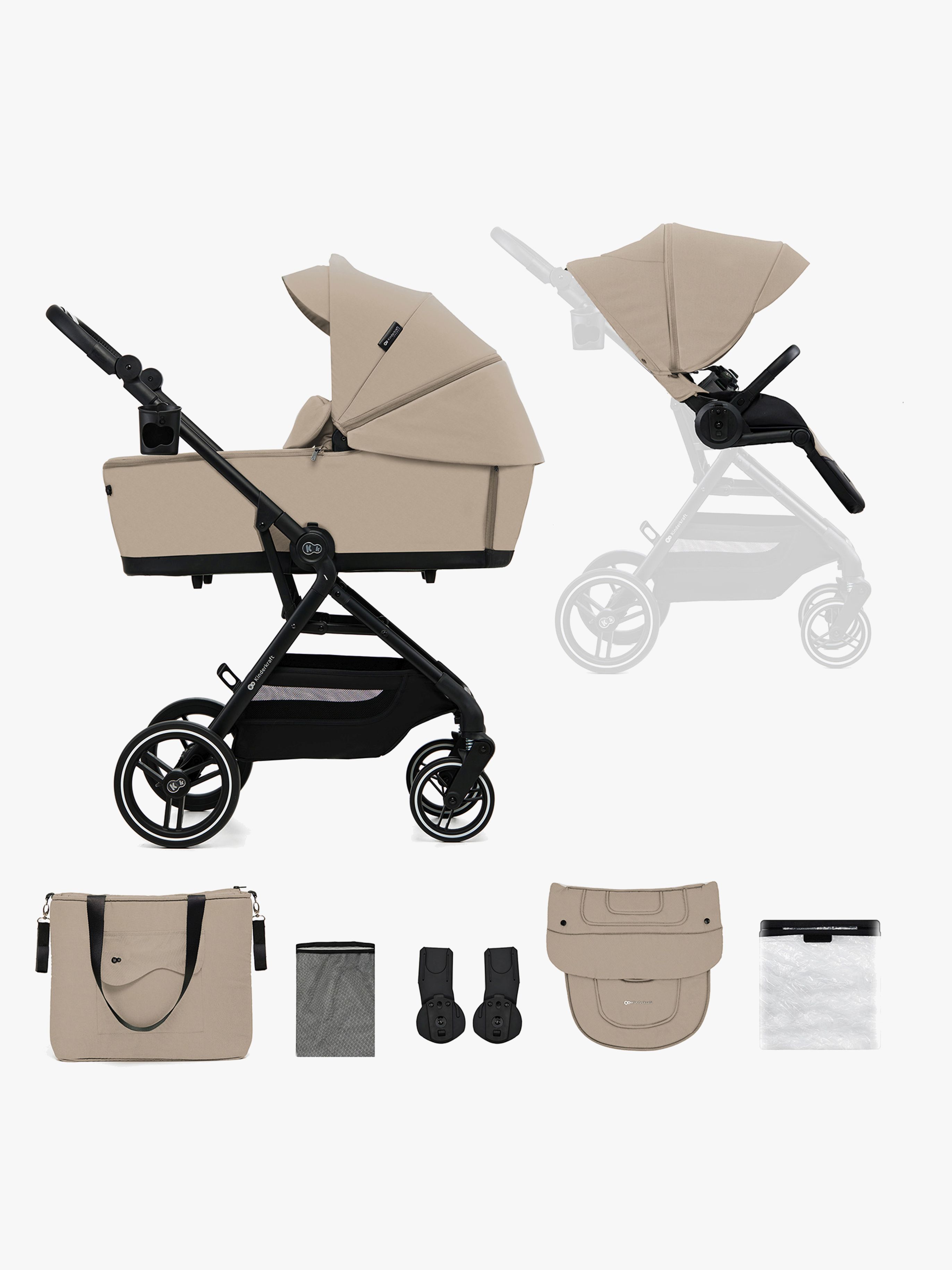 YOXI 2-in-1-Kombikinderwagen, Sand Beige, Kinderwagen, 2 in 1