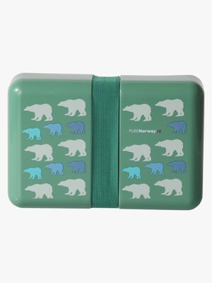 Pure Norway Go Brotdose mit Gummiband Eisbär, Grün