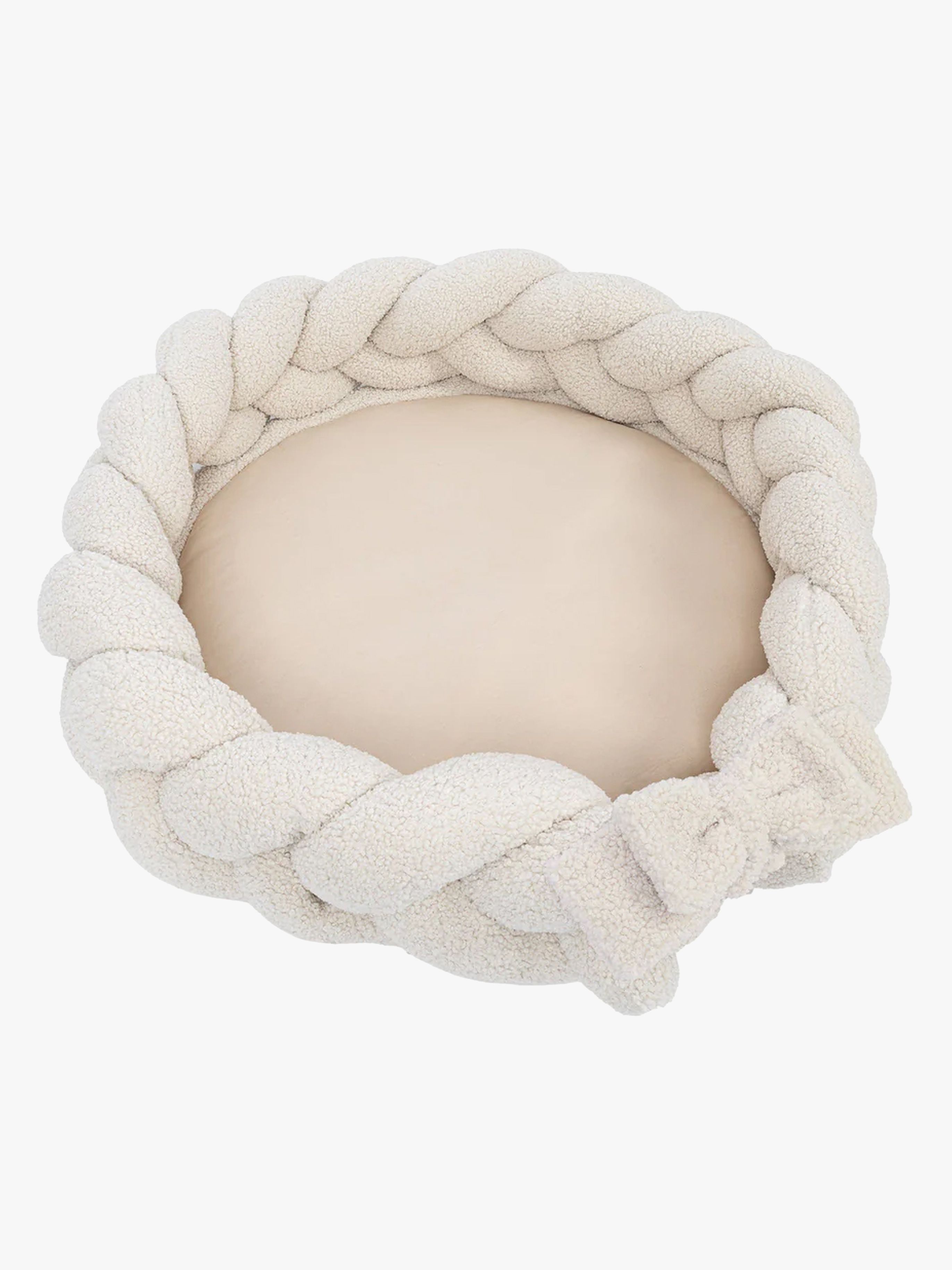 MeowBaby Bearly Babynest mit geflochtenem Schutz &  Spielteppich, Cream