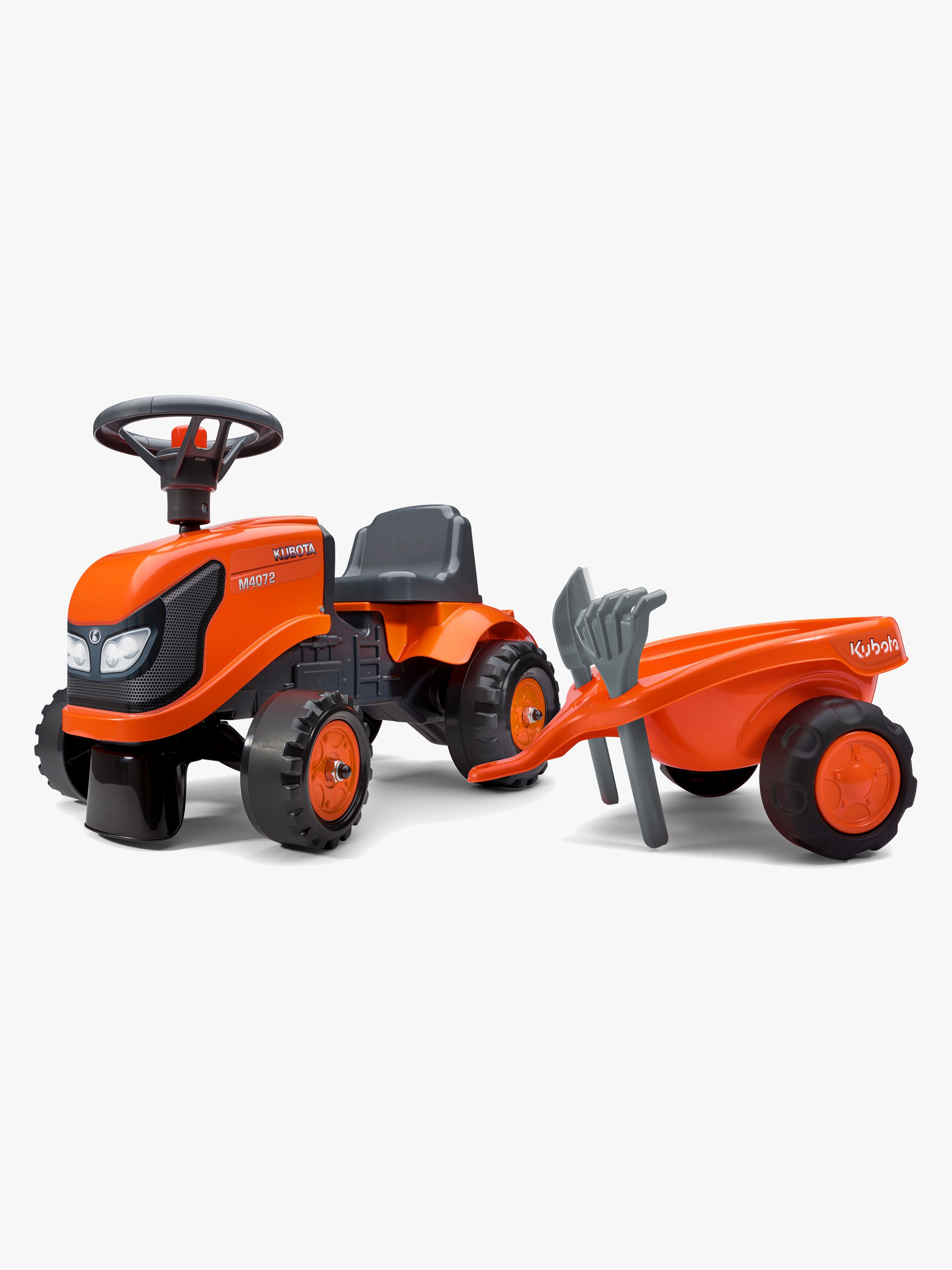 Rutschauto Traktor Baby Kubota mit Anhänger & Zubehör