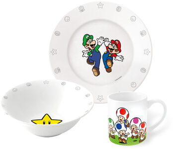 Nintendo Super Mario Geschirrset Keramik 3er-Pack