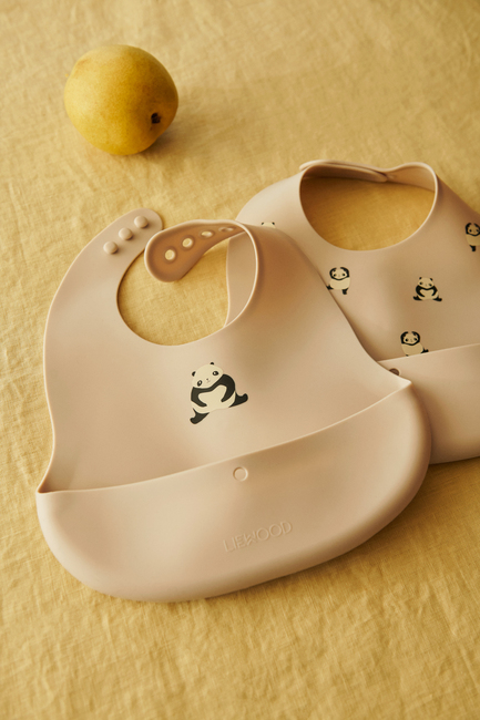 LIEWOOD Ember Gemusterte Lätzchen 2er-Pack, Panda/Sandy