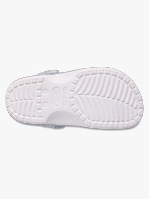 Crocs Classic Iridescent Glitter Kids Sandalen, Weiß