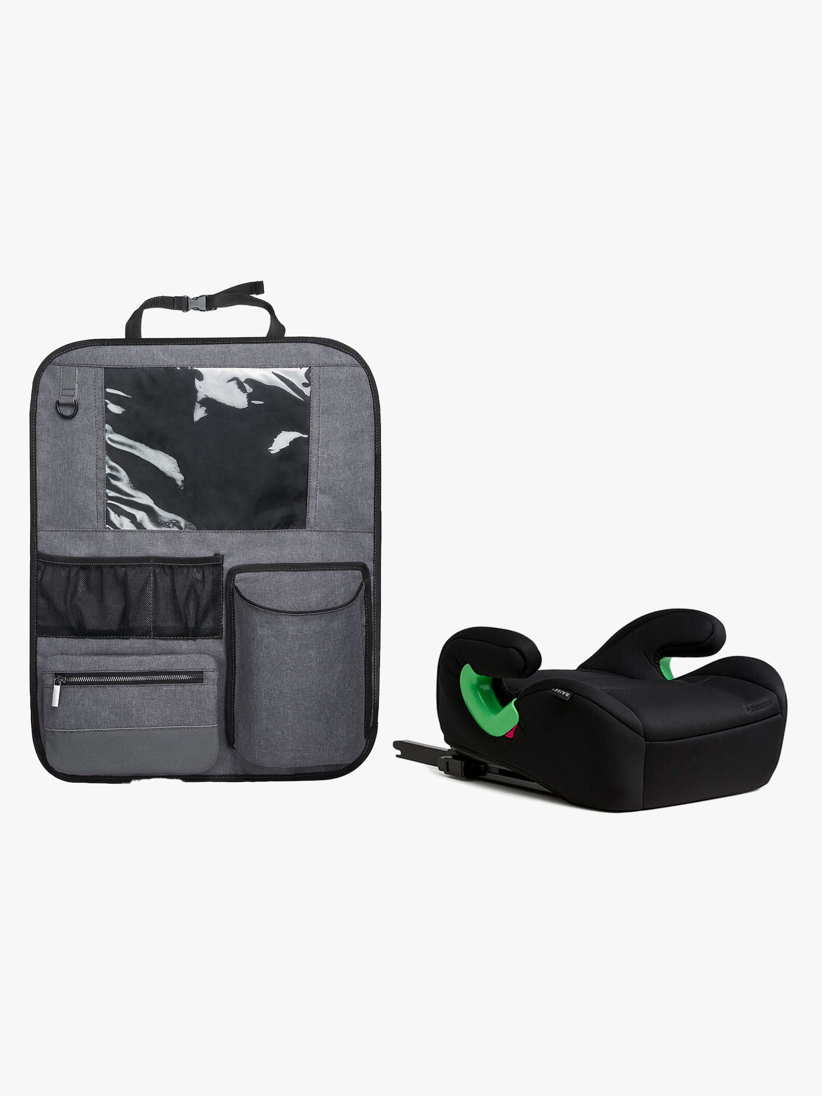 Beemoo Raise 2 i-Size Sitzerhöhung ISOFIX inkl. Beemoo Deluxe Trittschutz, Black Stone