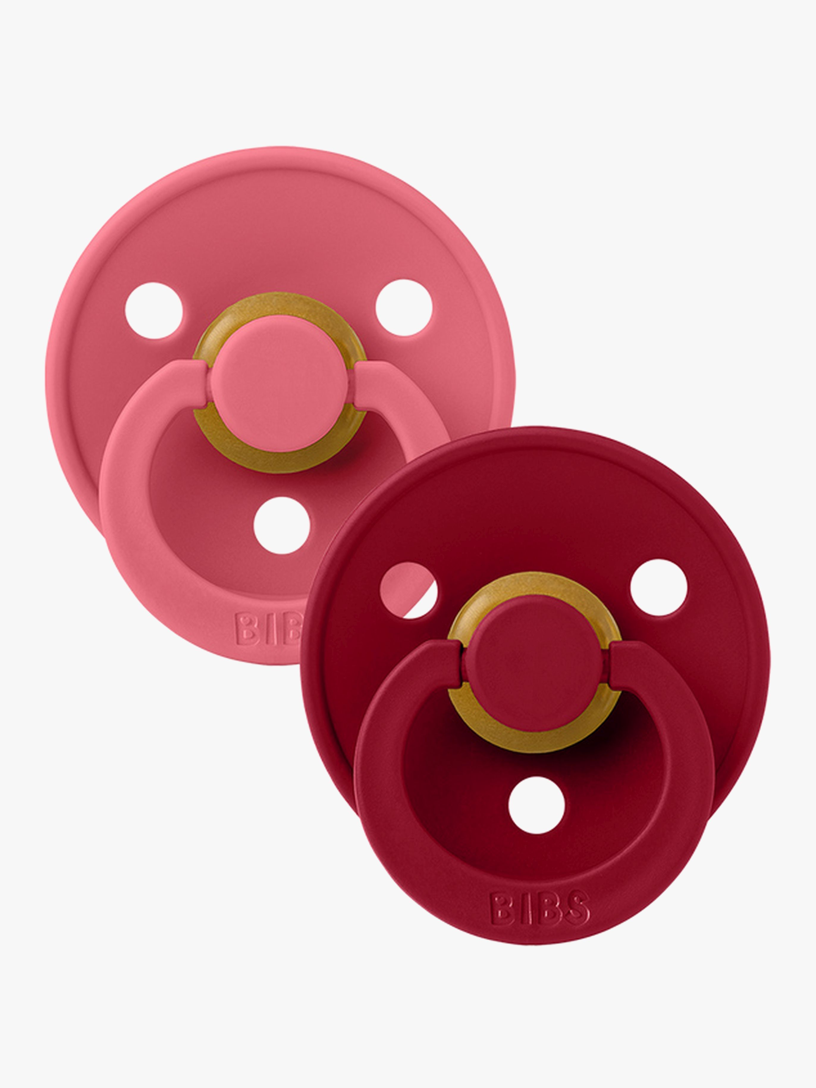 BIBS Schnuller Colour 2er-Pack Latex Größe 2, Coral/Ruby