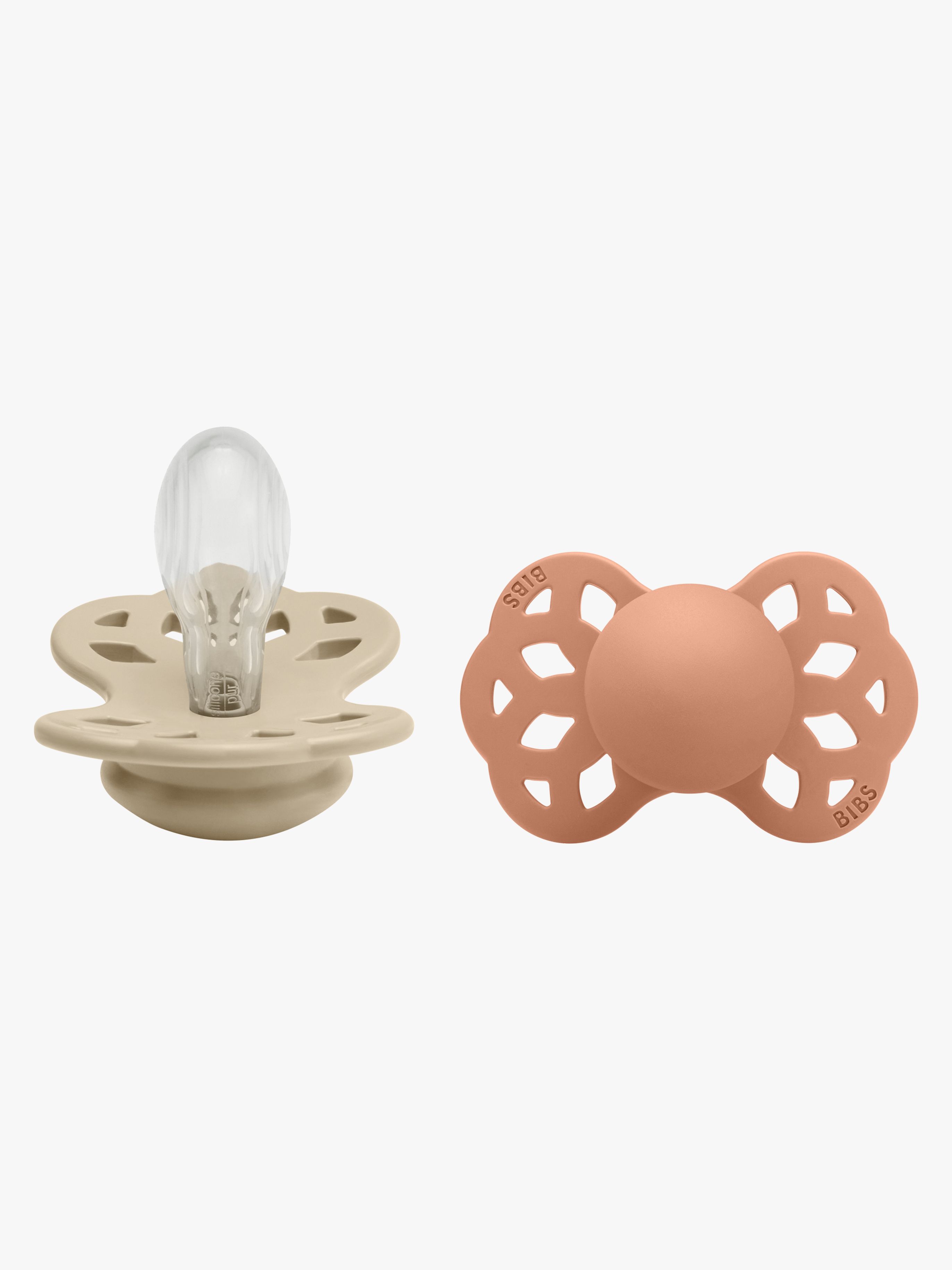 BIBS Infinity Schnuller 2er-Pack Silikon Größe 2 Symmetrisch, Vanilla/Peach