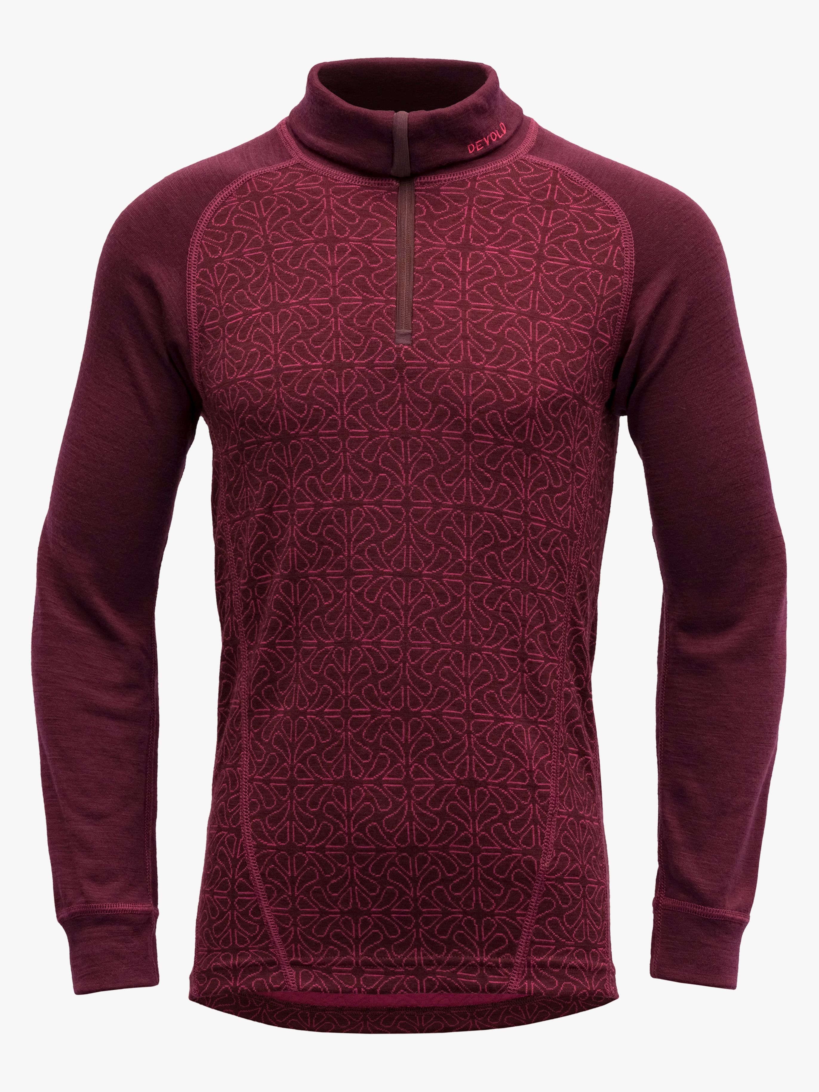 Devold DUO ACTIVE MERINO ZIP NECK Pullover Merinowolle JR, Port, 12