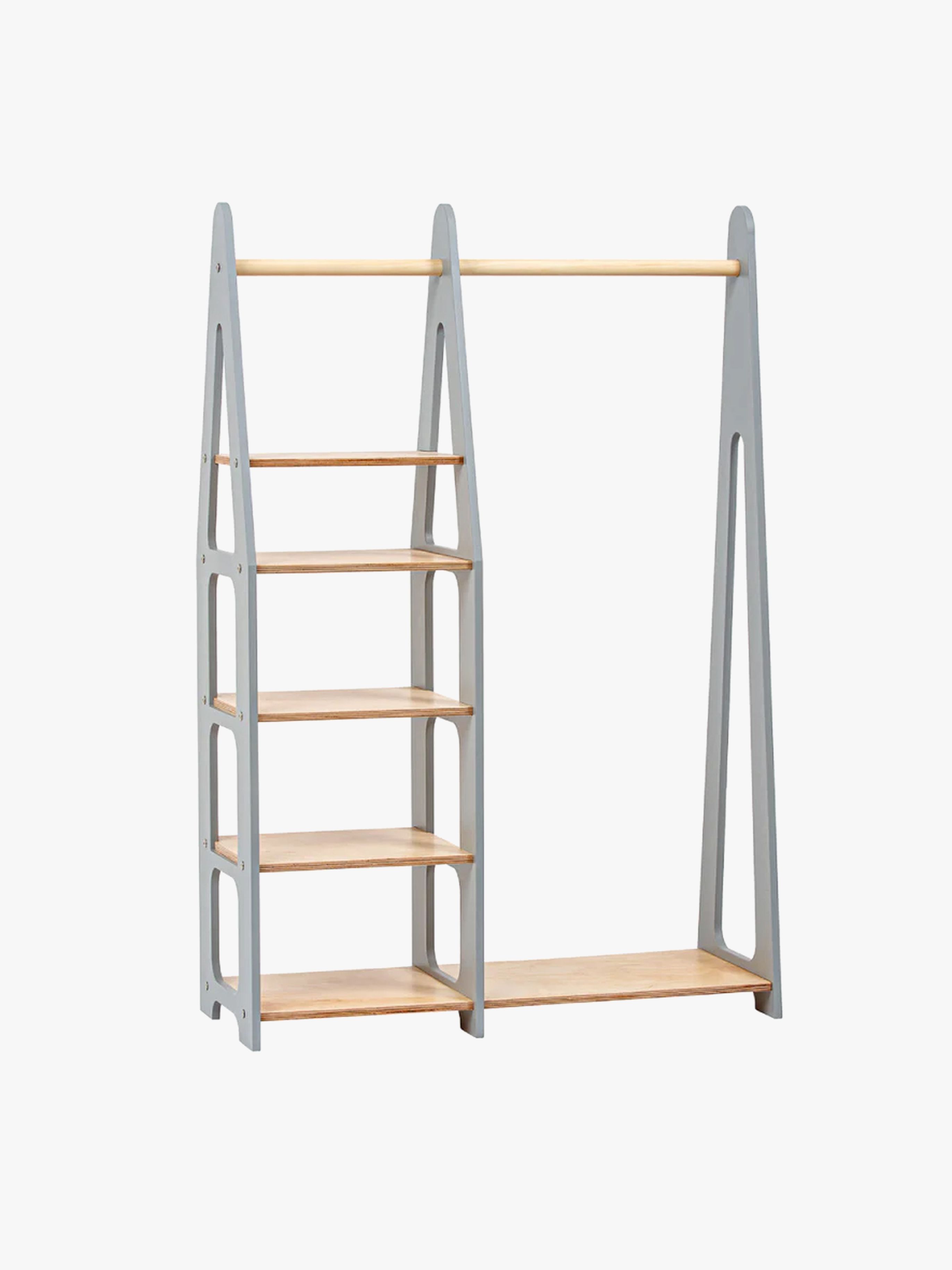 Kleiderständer mit Regalen, Grau, Kinderzimmerschrank, Kinderzimmer