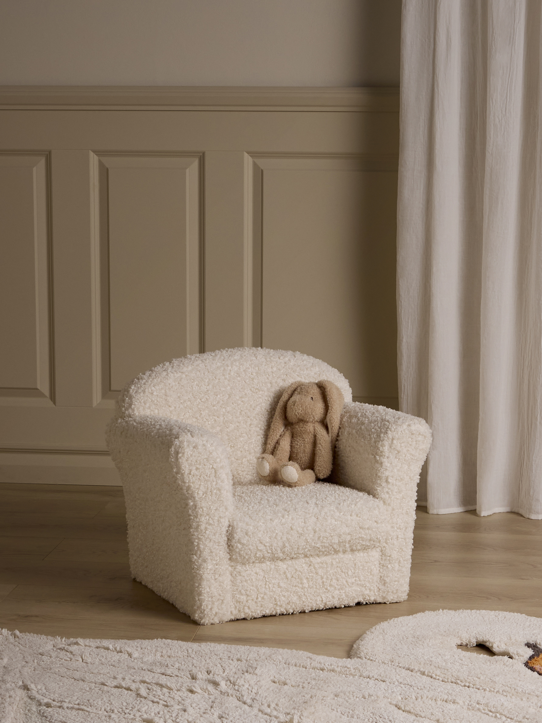 Alice &  Fox Puffin Sessel, White Teddy, Kindersessel
