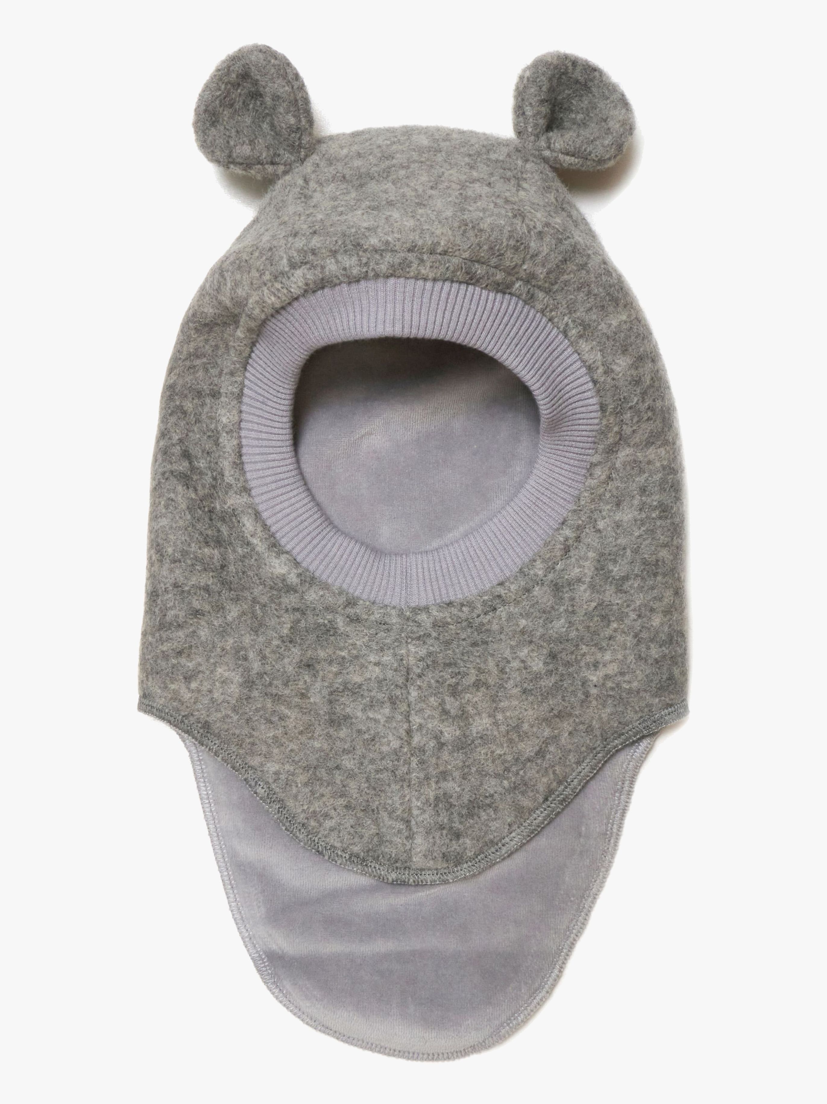 Huttelihut Schlupfmütze Merinowolle mit Ohren, Medium Grey Melange, 53