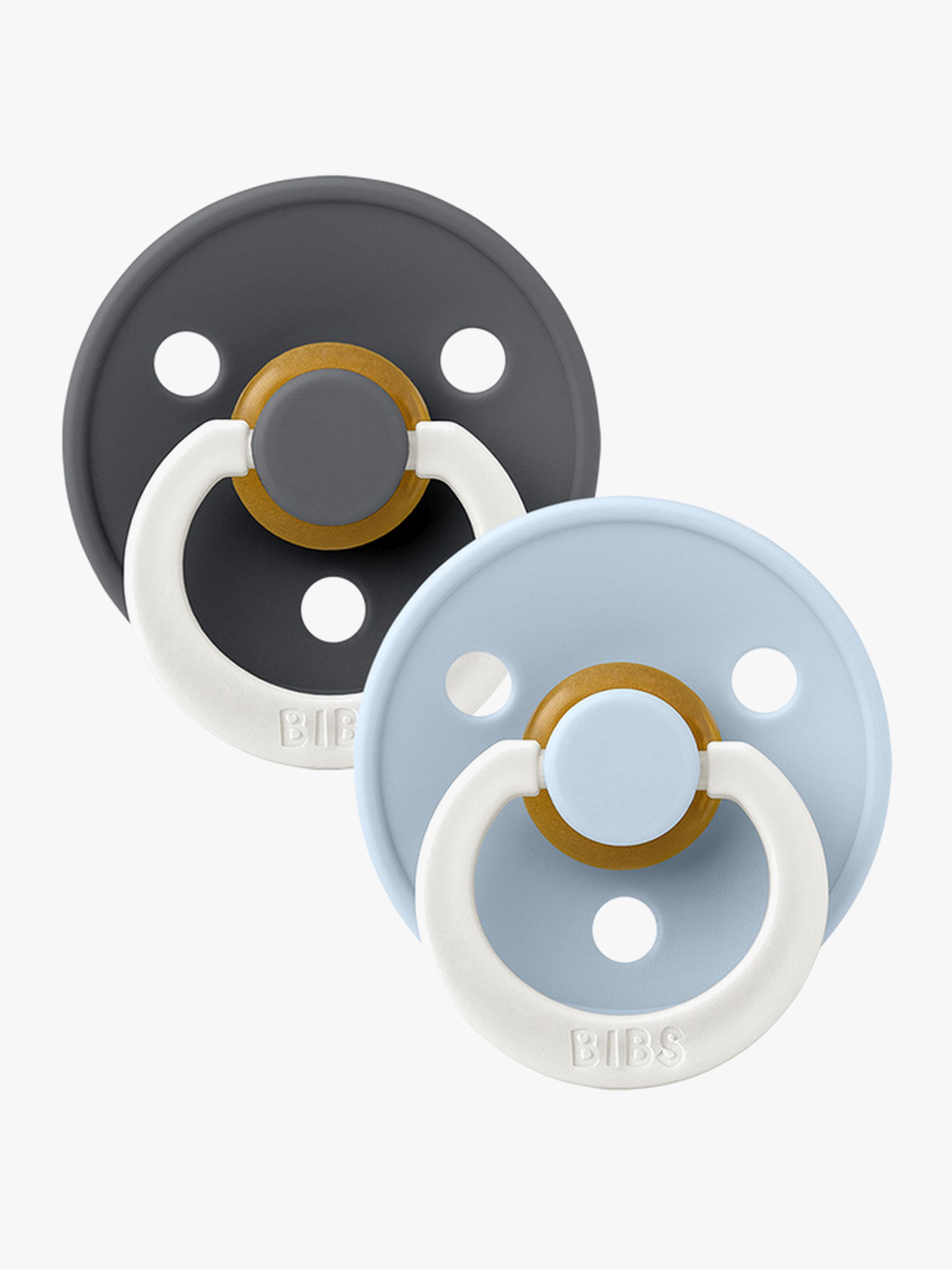 BIBS Schnuller Colour 2er-Pack Latex Größe 2, Iron Glow/Baby Blue Glow