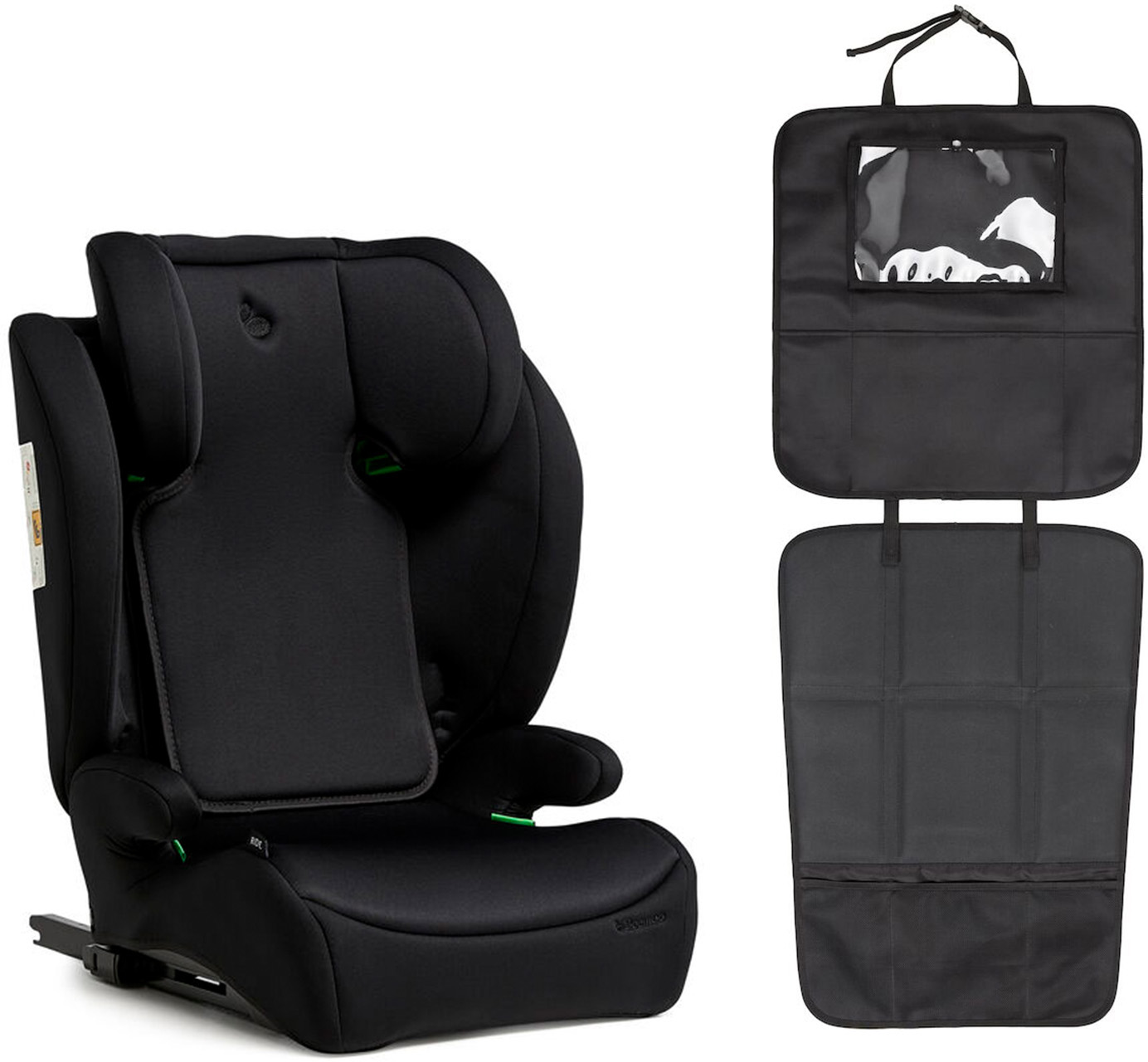 Beemoo Ride i-Size Kindersitz ISOFIX inkl. Beemoo 3-in-1 Trittschutz, Black Stone/Black
