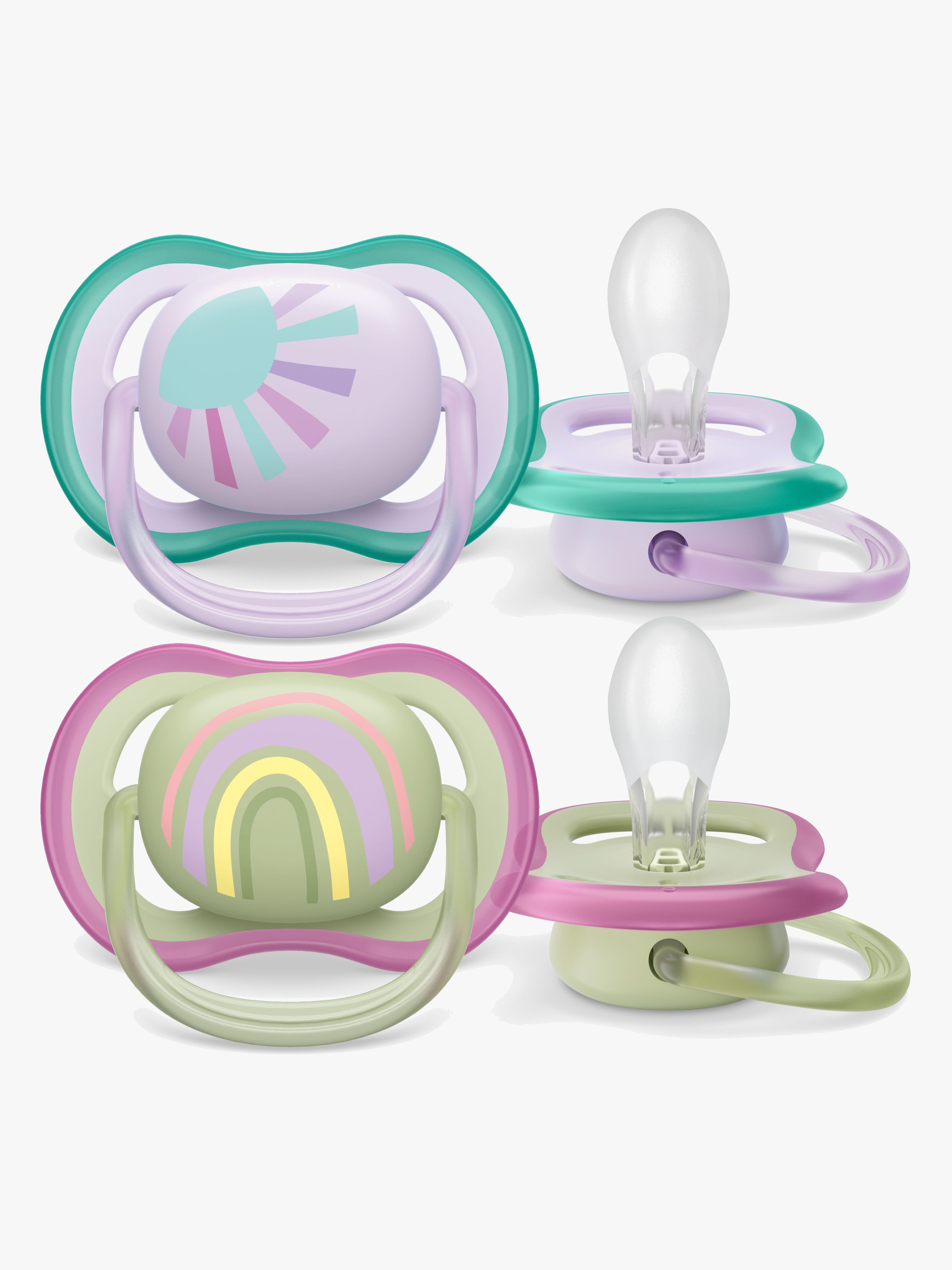 Philips Avent Ultra Air Deco Schnuller 2er-Pack 0-6m, Grün/Lila