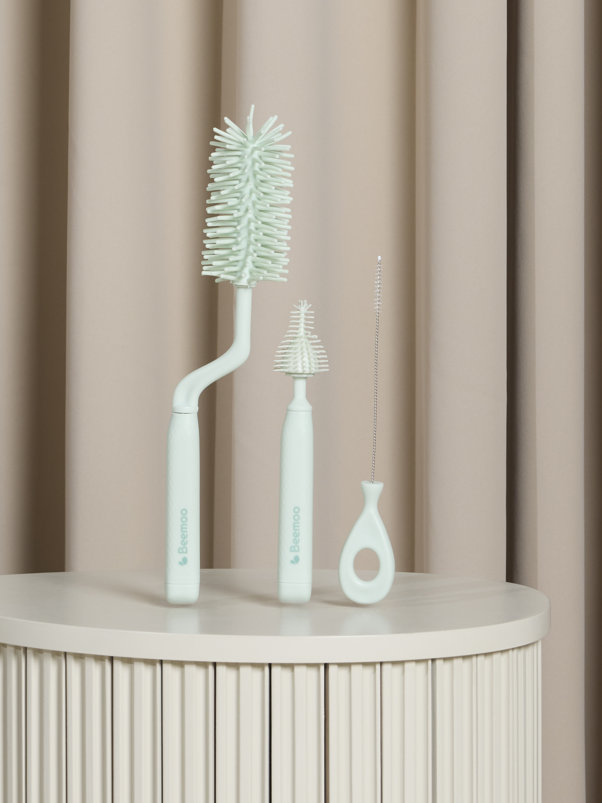 Beemoo CARE Flaschenbürsten für Babyflasche, Soft Green