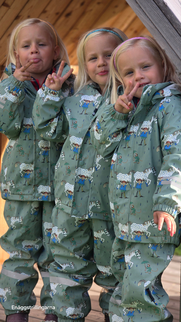 Geggamoja Gefüttertes Regenset Pippi Langstrumpf, Grün