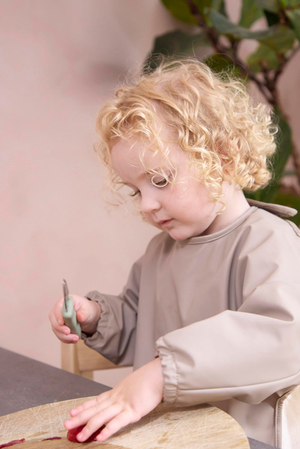 FILIBABBA Langärmliges Lätzchen, Warm Grey