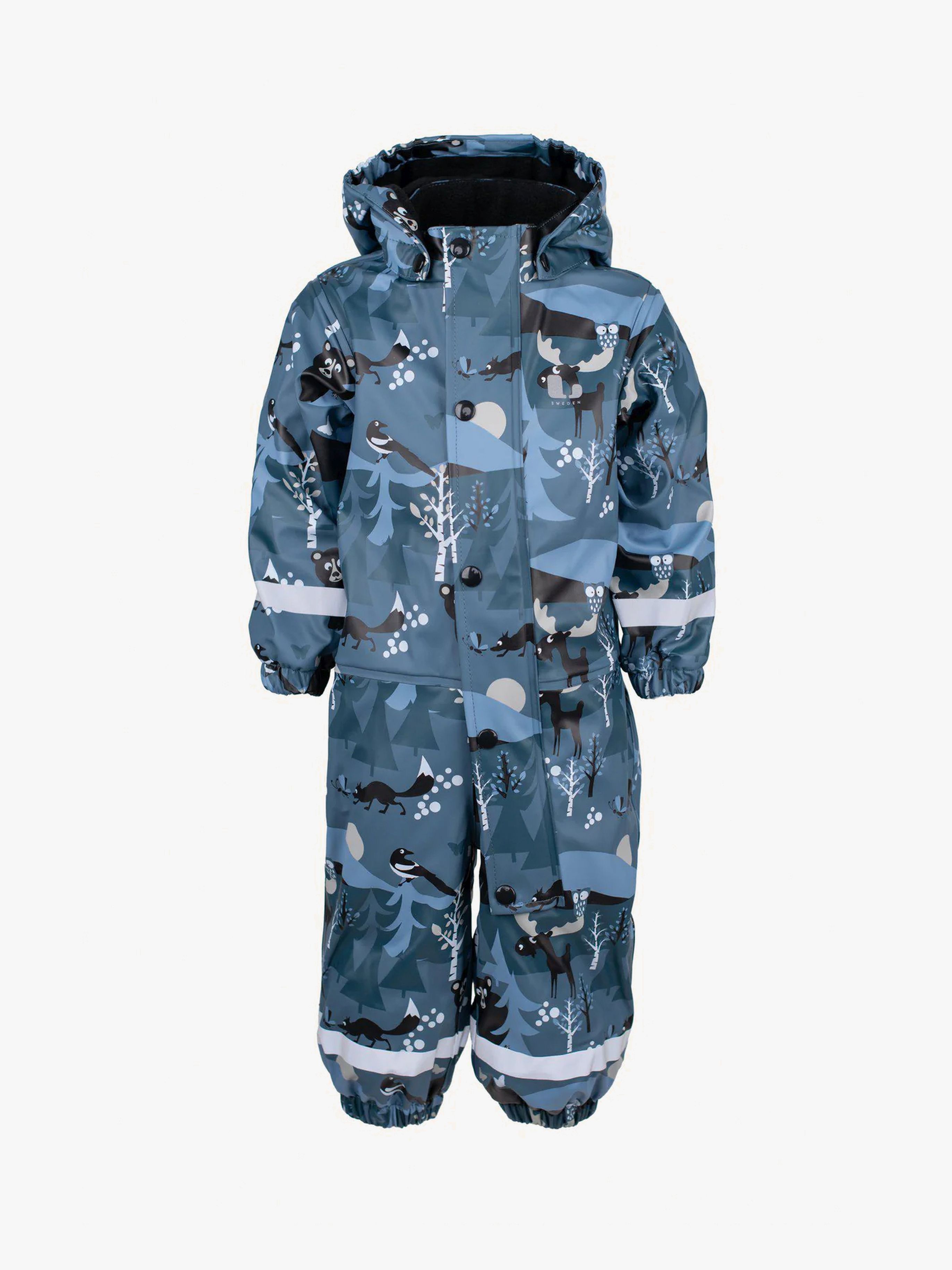 Lekhyttan Gefütterter Regenoverall, Blau / Schwarz, 98
