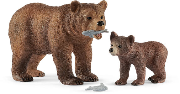 Schleich 42473 Grizzlybär-Mutter mit Jungem