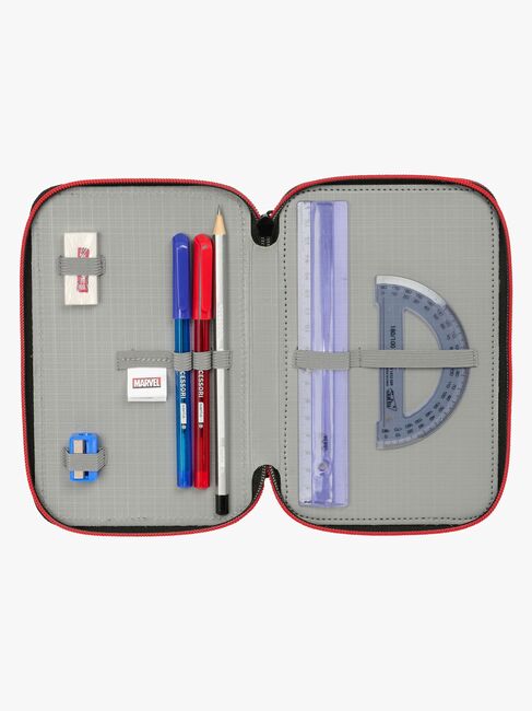 Marvel Spider-Man Miles Morales Gefülltes Dreifach-Federmäppchen 37 Teile, Schwarz