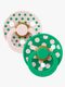 BIBS Studio Colour Polka Schnuller 2er-Pack Latex Größe 2, Petal/Cactus