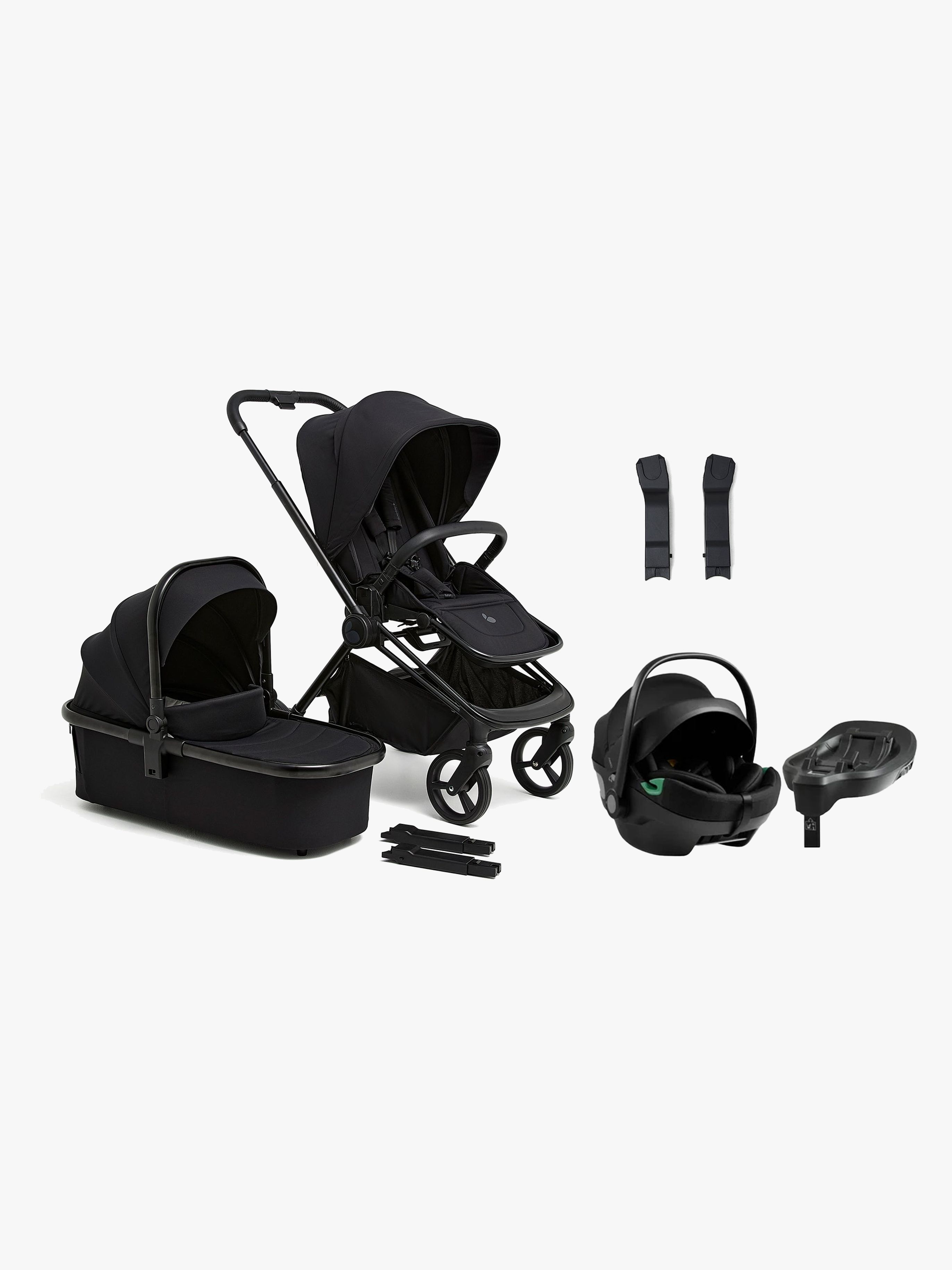 One Kombiwagen inkl. Axkid GOKID Babyschale & Basis, All Black / Coastal Storm Black, Kinderwagen, 2 in 1