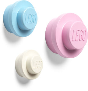 LEGO Wandhaken 3er-Pack, Blau/Rosa/Weiß