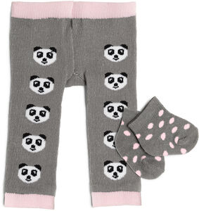 Skrållan Puppenkleidung Strumpfhose Und Strümpfe Panda, Grau/Rosa