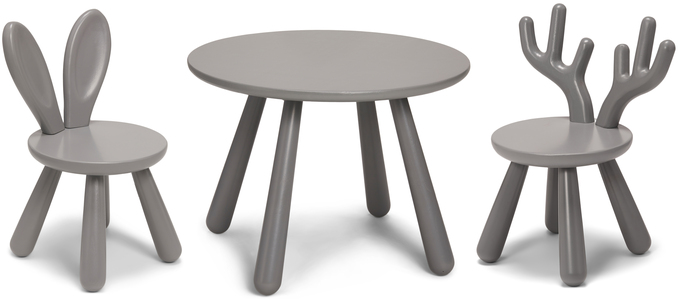 Minitude Nordic Tisch & Stühle Elch & Kaninchen, Grau