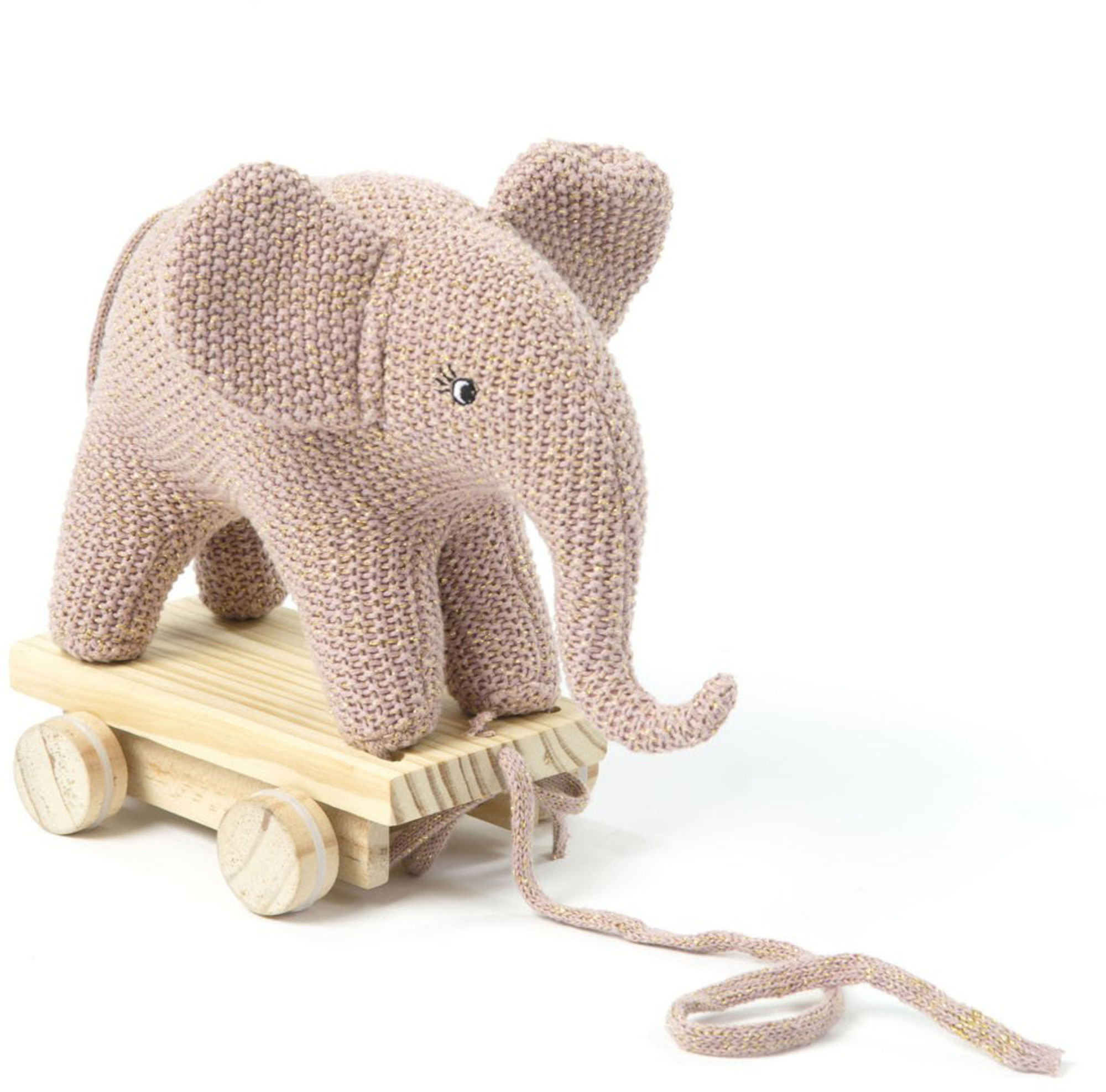 Smallstuff Nachziehtier Elefant, Rosa/Gold, Babyspielzeug