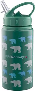 Pure Norway Go Trinkflasche in Aluminium Eisbär 500ml, Grün