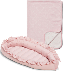 Minitude Babynest & Scallop Decke, Chalk Pink/White