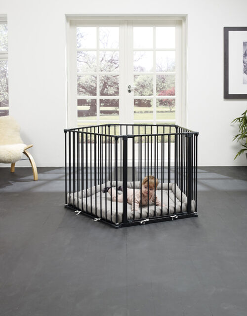 BabyDan Laufgitter Flex inkl. Spielmatte, Schwarz