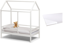 Minitude Nordic Jax Hausbett mit Matratze 70x140, Weiß