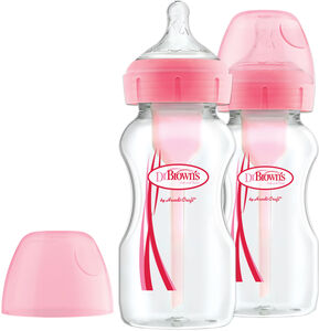 Dr. Brown's Options+ Weithals Babyflasche 270 ml 2er-Pack, Rosa