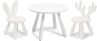 Minitude Nordic Tisch & Stühle Elch & Kaninchen, Weiß