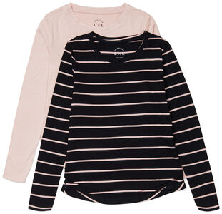 Luca & Lola Alfonsia Langärmliges T-Shirt 2er-Pack, Pink/Stripes
